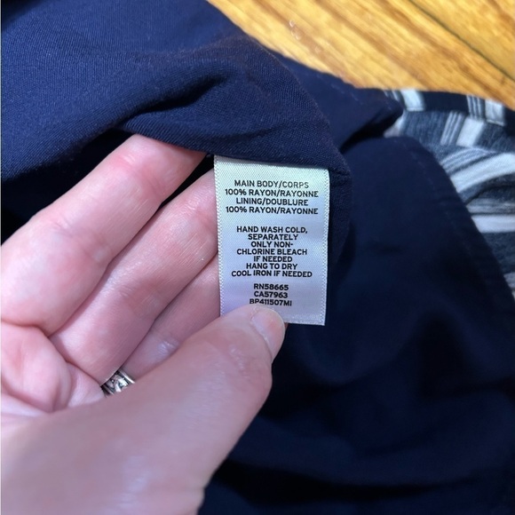 BP Navy White Striped Button Front Gathered Sleeve Mini Dress size Small - Picture 10 of 11